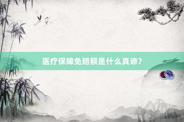 医疗保障免赔额是什么真谛？